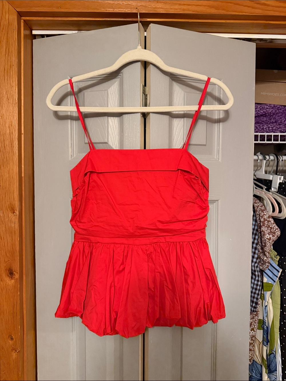 Pinch Red Spaghetti-Strap Peplum Camisole